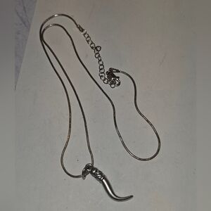 Classic Italian Cornicello Sterling Silver Necklace & Horn Pendant J. M. Fisher